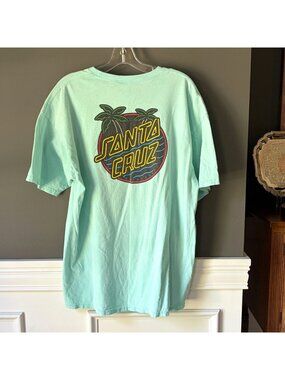 Santa Cruz Skateboards Neon Logo T-Shirt Aqua Size XL NHS Graphic Tee Shirt
